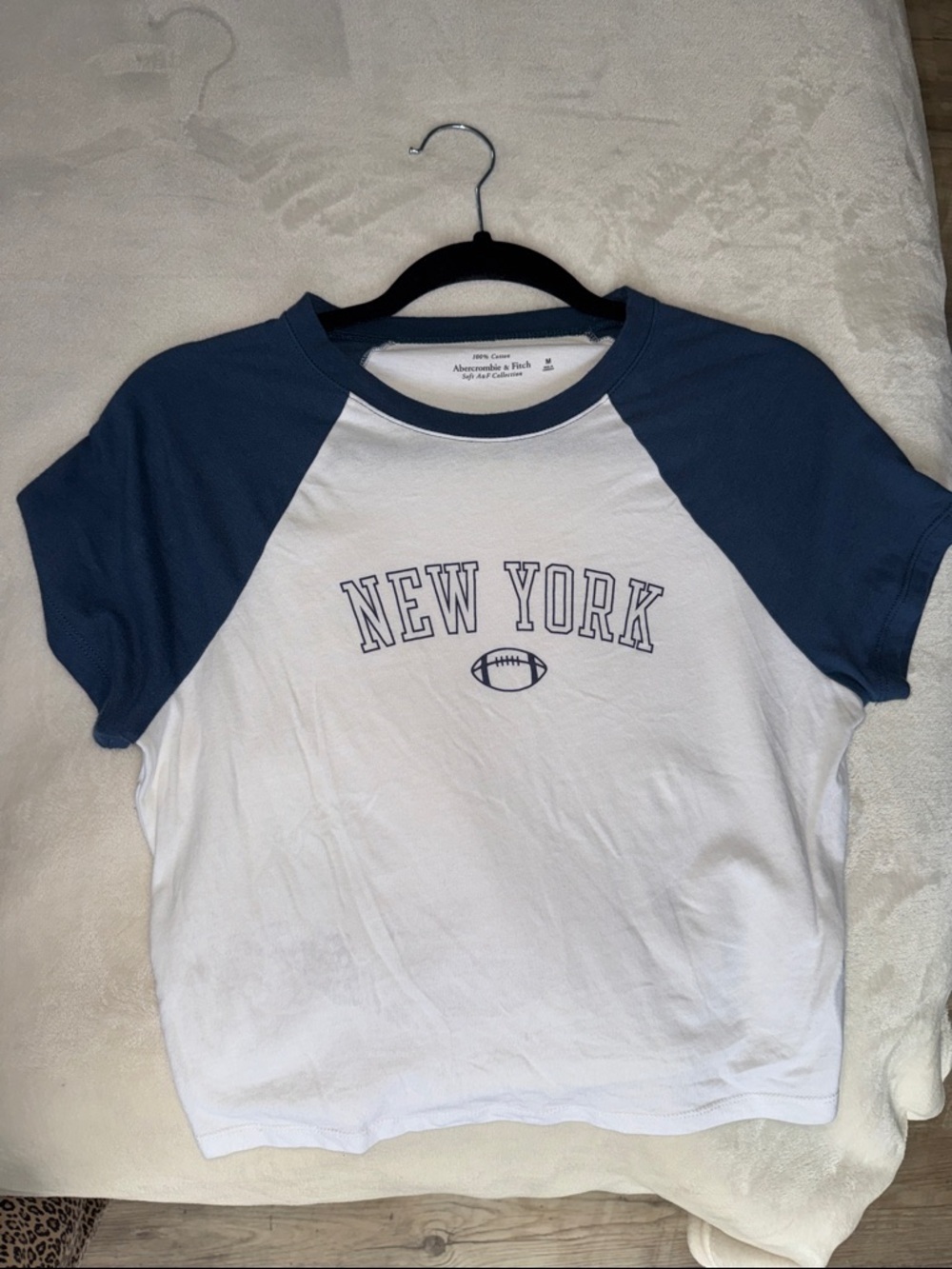 Abercrombie & Fitch Navy and white Crewneck Tee